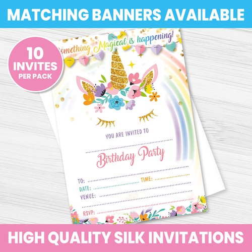 Unicorn party invites birthday - party,