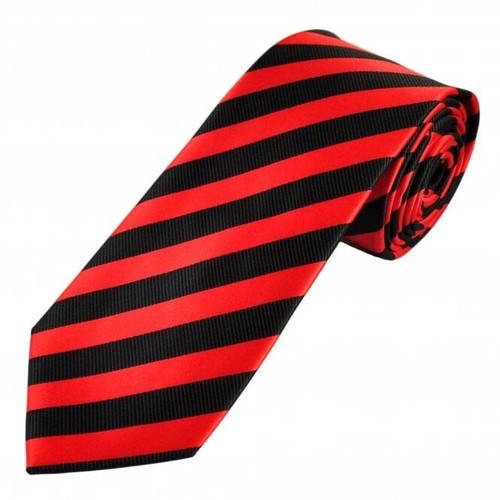 Red black striped tie - black,