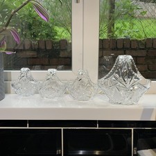 4x stunning Vintage Cut Lead Crystal Baskets.  Excellent condition.