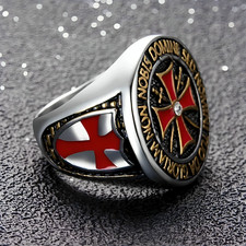 Ring Gold Stainless Steel Size 7-14 Mens Cross Knights Templar