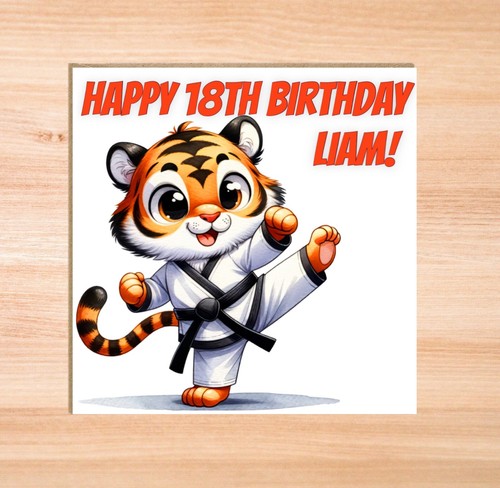 Karate tiger birthday card - birthday,