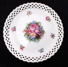 Pretty Vintage Schumann Plate - Floral Decoration, Pierced Edge - 7" diameter