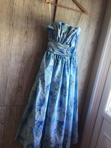 Vintage strapless blue - , floral