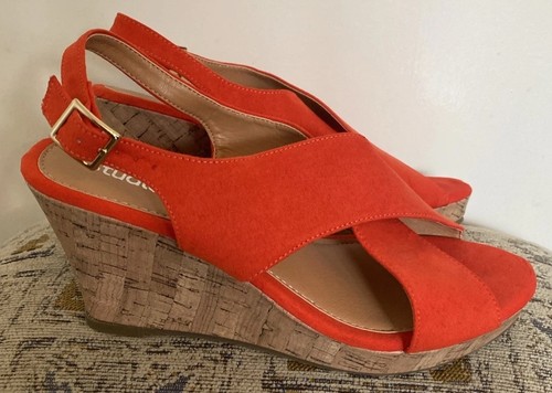 Orange wedges open toe - orange,