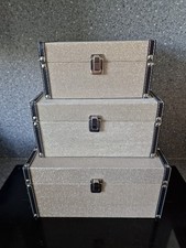 Decorative storage boxes set 3 Sparkley living room bedroom sturdy VGC