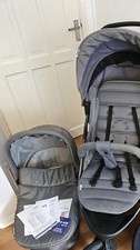 Hauck Rapid 3R Pushchair Silver/Charcoal with Carry Cot, 3 Wheel Pram Pushchair