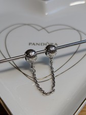 Genuine Pandora Silver Logo Ball  Safety Chain 7cm Charm S925 ALE