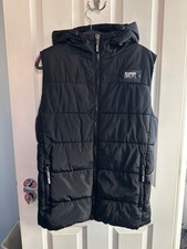Superdry mens black padded gilet size small great used condition 