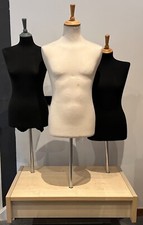 Triple mannequin female & male body torso dummy shop retail display stand set