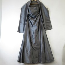 GOYA LONDON  Metallic Grey Full Length Gown Dress Strapples Size 10 With Shawl
