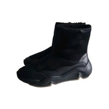 Womens Ecco Black Sheepskin Boots Size 37 (4)