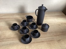Vintage Black Wedgwood Basalt Coffee Set By Robert Minkin Dating To The 1960’s.