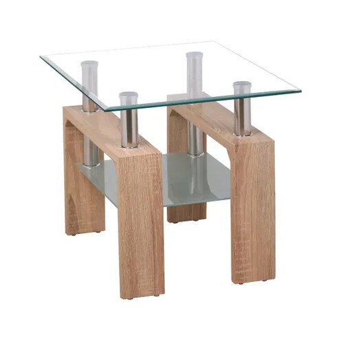 Nexus oak side table - side, clear