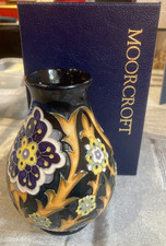 Moorcroft Vase Florian Daisy design by Nicola Slaney  dated circa 2013  Boxed