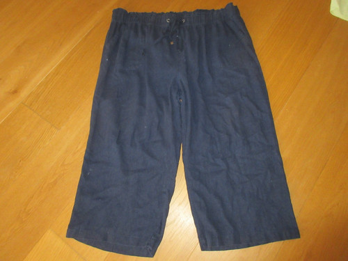 Navy blue linen cropped - tu,