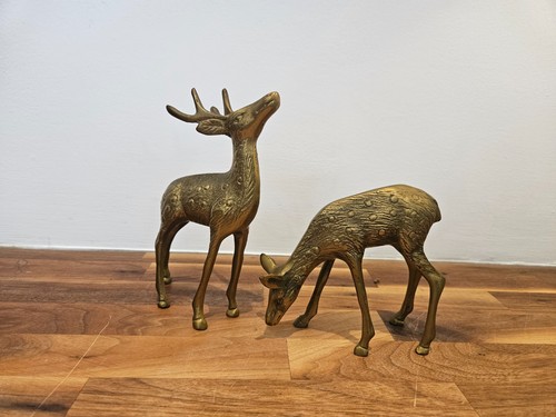 Vintage brass deer pair - vintage, &