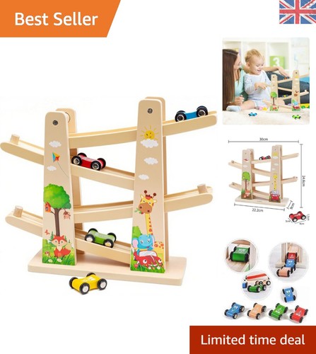 Interactive wooden car ramp - car,