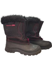 Trespass Zesty Ladies Snow Boots Black UK Size 6 Faux Fur Trim