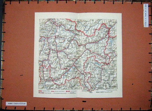 Original old vintage print map - print,