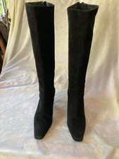 Stuart Weitzman Women's Boots Black Suede. UK 6 US 8. 3 Inch Heel. VGC. Rear zip