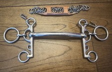 6” stainless steel mullen mouth rugby pelham & curb chain