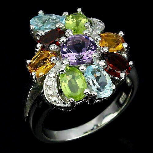 Silver ring amethyst citrine - ring,