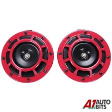 2X Red 12V 139dB Car Van Grille Horn Compact Super Tone Loud Blast 115Db UK