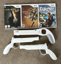 3x Wii Zapper Gun Bundle w/ 3 Games Shooter 007, Link, Farcry, Pistols - Tested