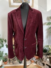 Zara Man Red Burgundy Velvet Blazer Jacket Men Dinner Evening Tux Prom - Size 40