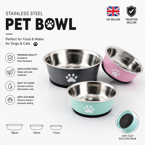 Stainless steel pet bowl - stainless,