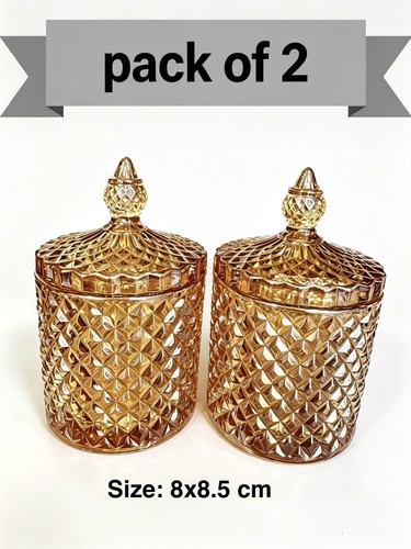Gold glass candy jar with - jar, lid