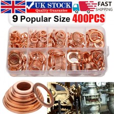 400Pcs Assorted Solid Copper Car Engine Washers Crush Seal Flat Ring Gasket UK