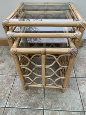 Vintage Bamboo & Cane Nest Of