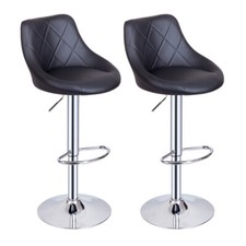 2x Bar Stools Gas Lift Swivel Stools Home Breakfast Pub Counter Chair PU Leather