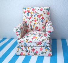 DOLLS HOUSE, ARMCHAIR, 12TH, HICKLETON, FLORAL, FURNITURE, COZY SEATING, SALE