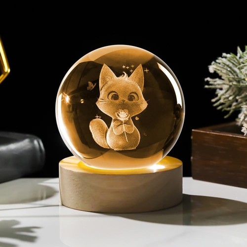 Crystal cat paperweight - cat,