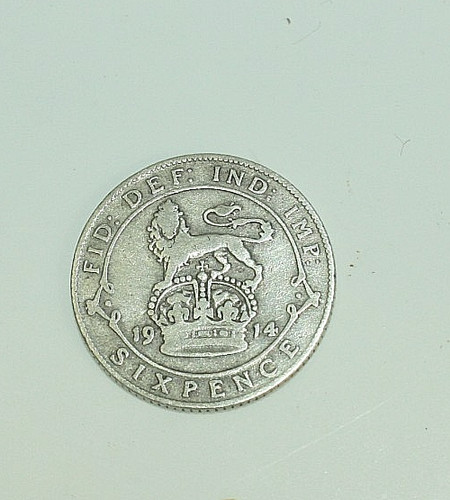 1914 sixpence coin king george - coin,