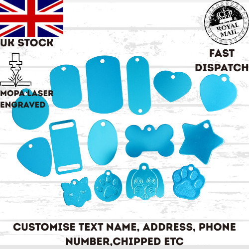 Dog tag light blue engraved - tag,