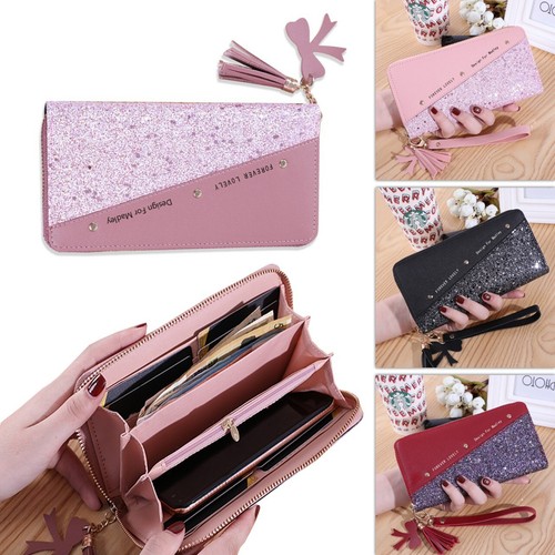 Ladies glitter wallet long zip - long,