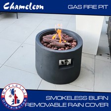 Gas Fire Pit Outdoor PREMIUM CYLINDER Steel+MGO with Rain Cover