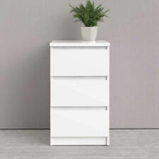 Bedside 3 Drawer Storage Cabinet White Chest of Drawers Side Table Shelf Bedroom