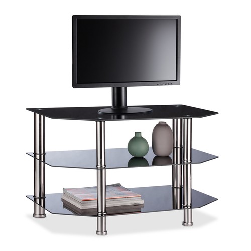 Stand black glass table - black,