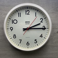 Smiths Delhi Retro Quartz Wall Clock White 11" Diameter Office Work Place School
