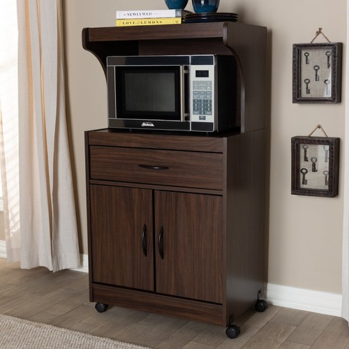 Brown wooden microwave - wooden,