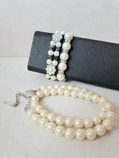 Faux Pearl Necklace and Stretch Bracelet Bundle Set