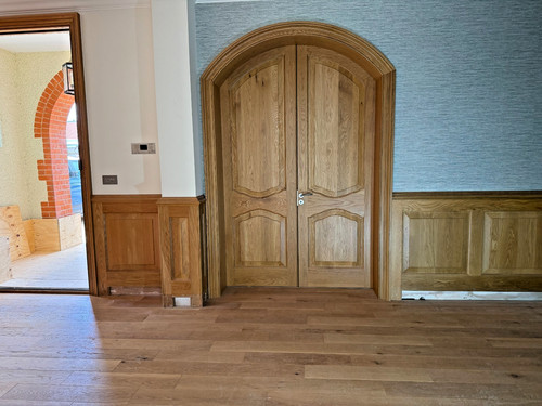 Solid oak arched double door - solid,
