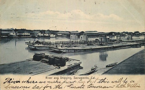Postcard shipping barges - postcard,