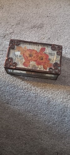 Vintage glass trinket box - vintage,