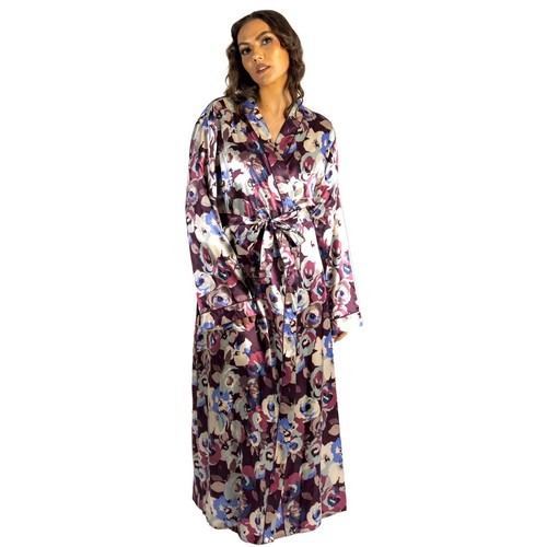 Mulberry floral satin long - mulberry,