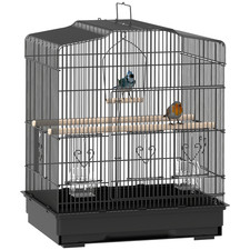 PawHut 59cm Large Bird Cage with Stand, Perches, Food Bowls, Swing, Black